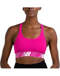 New Balance - Racerback Seamless Medium Support Sport Bra With Adjustable Straps And Removable Pads - Lyst