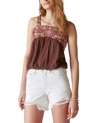 Lucky Brand - Floral Embroidered Bubble Tank - Lyst