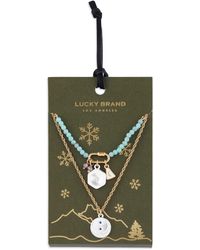 Lucky Brand Turquoise Beaded Layer Gifting Necklace,two Tone,one Size - Green