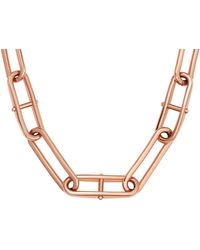 Fossil - Heritage D-link Rose Gold-tone Stainless Steel Chain Necklace - Lyst