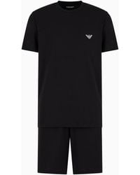 Emporio Armani - Mega Logo Soft Cotton Pajama Short And Tee Set - Lyst