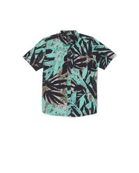 Volcom - Regular Marble Floral Short Sleeve Button Down Hawaiian Shirt Dusty Aqua Small - Lyst