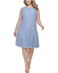 Tommy Hilfiger - S Light Blue Stretch Zippered Sleeveless Jewel Neck Above The Knee Fit + Flare Wear To Work Dress Uk - Lyst