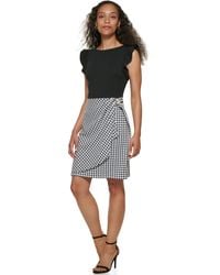 DKNY - Flutter Sleeve Faux Wrap With Hardware - Lyst