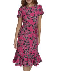 Tommy Hilfiger - Stretch Fabric Trumpet Skirt Self-tie Belt Dress - Lyst