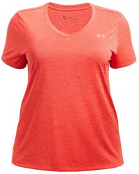Under Armour - S Tech Twist Short Sleeve T-shirt V Neck Tangerine/red S - Lyst