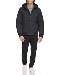Levi's - Diamond Quilted Hoody Bomber With Sherpa Lining - Lyst