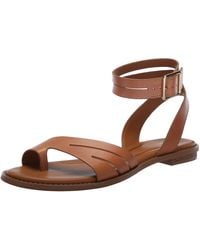Franco Sarto - S Greene Ankle Strap Flat Sandals Tan Brown Leather 8 M - Lyst