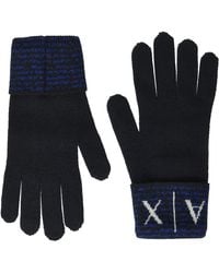 Emporio Armani - Armani Exchange Knit Ax Logo Gloves,navy - Lyst