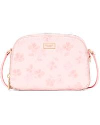 Kate Spade - Serena Spring Pansies Embossed Saffiano Leather Double Zip Dome Crossbody - Lyst
