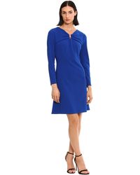 Donna Morgan - Long Sleeve Fit And Flare Crepe U-ring Trim Dress Workwear Career Office Event Guest Of - Lyst