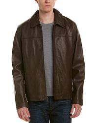 Cole Haan - Smooth Lamb Leather Shirt Collar Jacket - Lyst