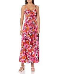 Donna Morgan - Dresses Floral Printed Spaghetti Strap Tiered Maxi Dress With Tie At Waist - Lyst