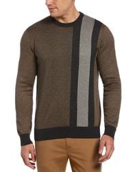 Perry Ellis - Placed Stripe Crew Neck Sweater - Lyst