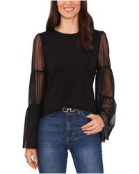 Vince Camuto - Mix Media Top With Tier Mesh Bell - Lyst
