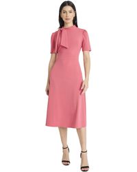 Maggy London - Crepe Fabric Flight Attendant Bow Neck Tie Short Sleeve A-line - Lyst