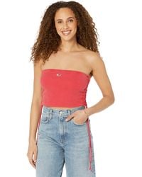 Tommy Hilfiger - Crop Top Ribbed Strapless Bandeau - Lyst