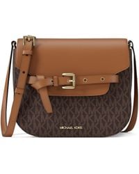 MICHAEL Michael Kors - Mk Emilia Small Signature Logo Saddle Crossbody Bag - Lyst