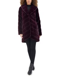 Kenneth Cole - Plush Grooved Faux Mink Coat With Shawl Collar - Lyst