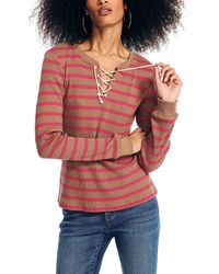 Nautica - Striped Long-sleeve Rib-knit Top - Lyst