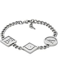 Emporio Armani - Silver Stainless Steel Station Chain Bracelet - Lyst