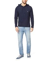 nautica men's long sleeve pullover hoodie knit shirt