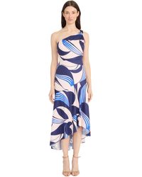 Maggy London - One Shoulder High Low Midi Elegant Structured Fabric-wedding Guest Dress - Lyst