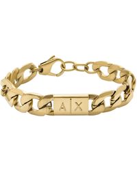 Armani Exchange - Ax Armani Exchange Gold-tone Stainless Steel Chain Bracelet - Lyst