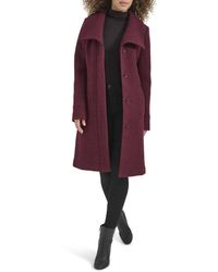 Kenneth Cole - Pressed Boucle Wool Coat With Oversized Wing Collar - Lyst