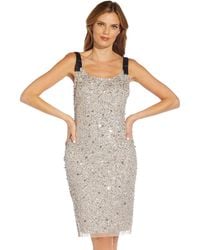 Adrianna Papell - Embroidered Midi Cocktail Dres - Lyst