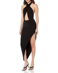 Norma Kamali - Womens Cross Halter Side Drape Gown Cocktail Dress - Lyst