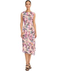 Maggy London - Sleeveless Fitted Midi Chiffon Asymmetrical Handkerchief Hem-special Occasion Cocktail Dress - Lyst
