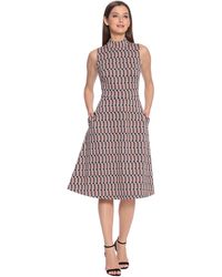 Maggy London - Mock Neck Sleeveless Fit And Flare Dress - Lyst