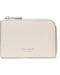 Kate Spade - Mini Zip Card Case Pebbled Leather Mini Zip Card Case - Lyst