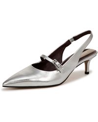 Franco Sarto - S Khloe Pointed Toe Slingback Kitten Heel Silver Metallic 7.5 M - Lyst