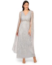 Adrianna Papell - Beaded Cape Gown - Lyst