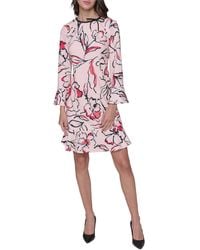 Karl Lagerfeld - Paris 3/4 Sleeve Flounce Hem Fun Sheath Dress - Lyst