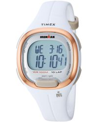 Timex - TW5M19900 Ironman Transit Mid-Size White/Rose Gold-Tone Resin Strap Watch - Lyst