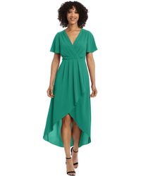 Maggy London - Faux Wrap High-low Dress With Pleat Details Event Occasion Date Guest Of Wedding - Lyst