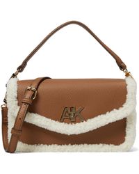 Anne Klein - E/w Convertible Sherpa Flap Shoulder Bag With Turn Lock - Lyst