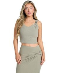 Guess - Short Sleeve Eco Aimee Jewel Drap Top - Lyst