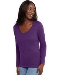 Hanes - V-neck Long Sleeve Tee - Lyst