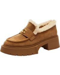 COACH - Leah Platform Suede Shearling Loafer - Lyst