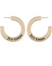 Juicy Couture - Goldtone Open Hoop Earrings Adorned With Crystal Glass Stones - Lyst