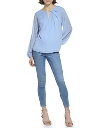 Calvin Klein - Trendy Poly Chiffon Longsleeve Shirred Front Blouse - Lyst