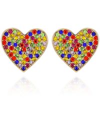 Guess - Rainbow Crystal Glass Stone Button Earrings - Lyst