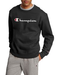 Champion - , Powerblend, Fleece Midweight Crewneck Sweatshirt(reg. Or Big, Black Script, X-large Tall - Lyst