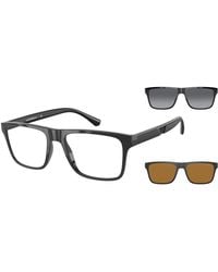 Emporio Armani - Ea4115 Prescription Eyewear Frames With Two Interchangeable Sun Clip-ons Rectangular - Lyst