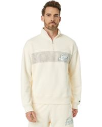 Lacoste - Loose Fit High-neck Quarter Zip Sweatshirt With Front Tennis Net Graphic - Lyst