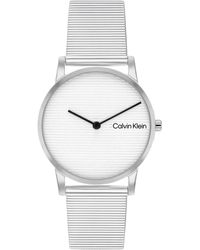 Calvin Klein - Stainless Steel Slim Case And Mesh Bracelet - Minimalistic Style - Premium Fashion Timepiece - Lyst